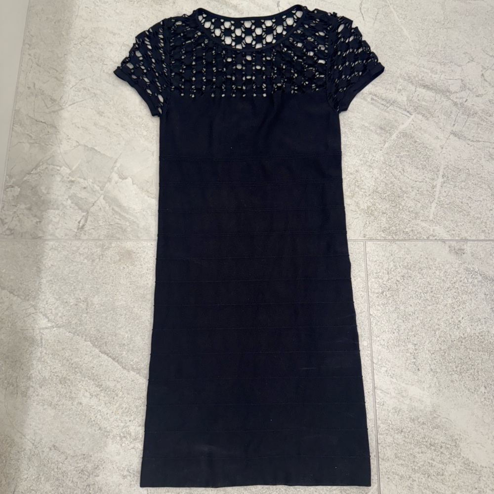 BEBE Black Dress with Crochet Hem